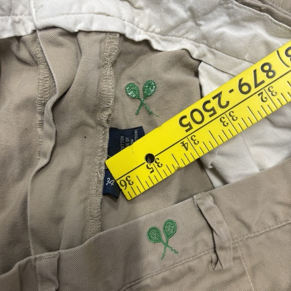 Polo Ralph Lauren Chino Shorts Tennis Racket Racquet Embroidered Beige Mens 34 - Picture 5 of 5